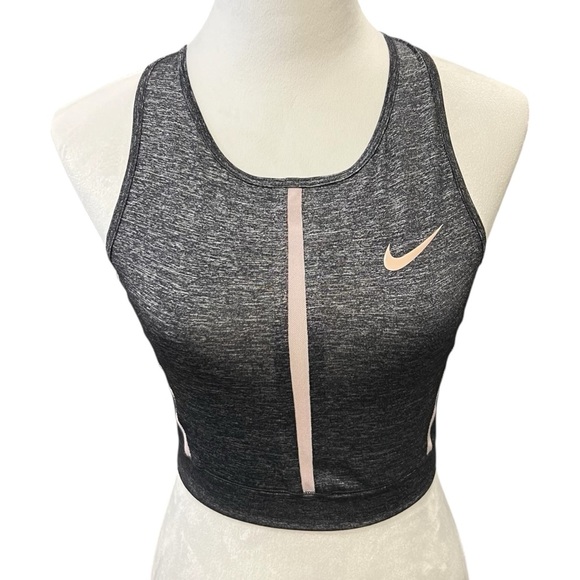 Nike Pro Hypercool Cropped Heather Gray and Pale Pink Training Tank (S) - Picture 1 of 4